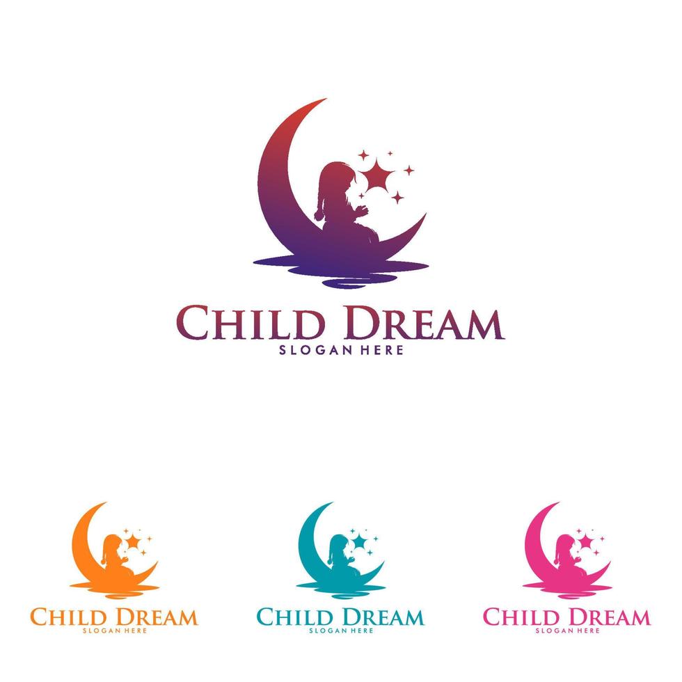 plantilla de diseño de logotipo de sueño infantil colorido vector