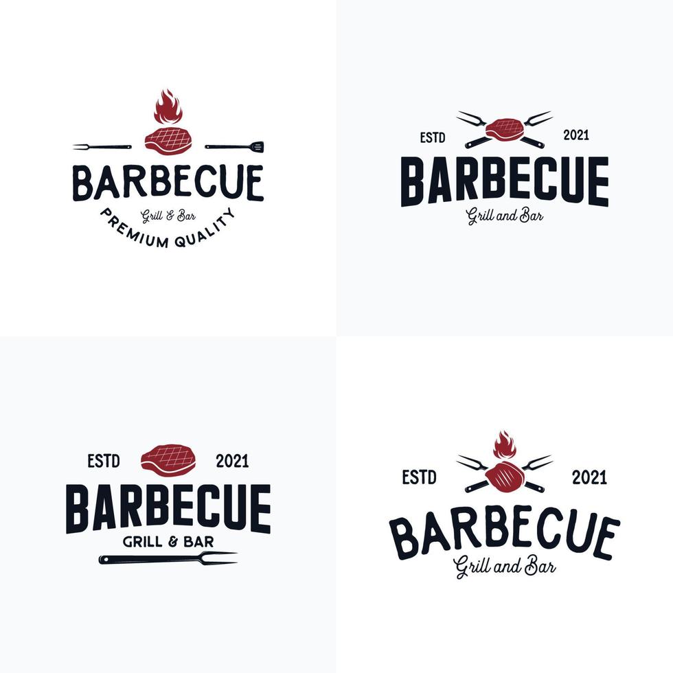 colección de conjunto de logotipos de barbacoa y asador vector