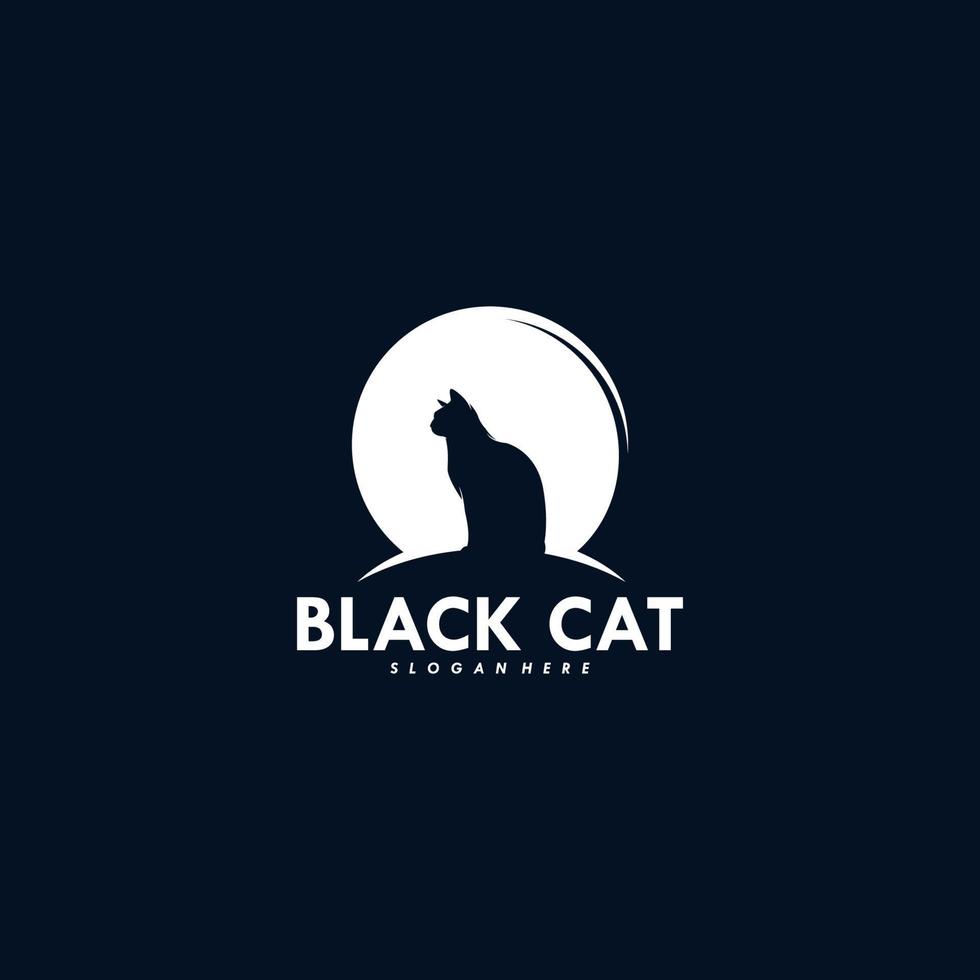 Black cat logo design vector