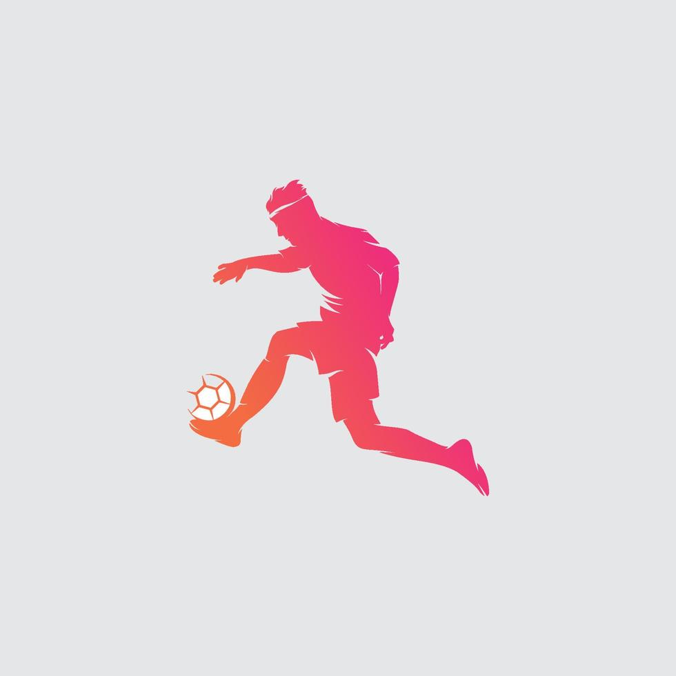 un diseño de logotipo de jugador de fútbol vector