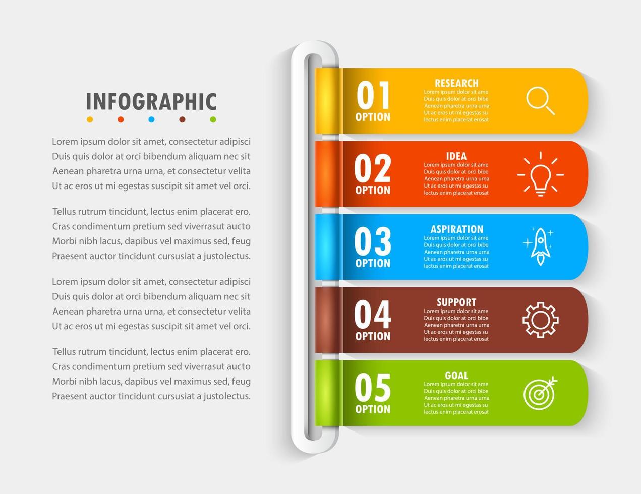 Infographic template with the image of 5 rectangles vector