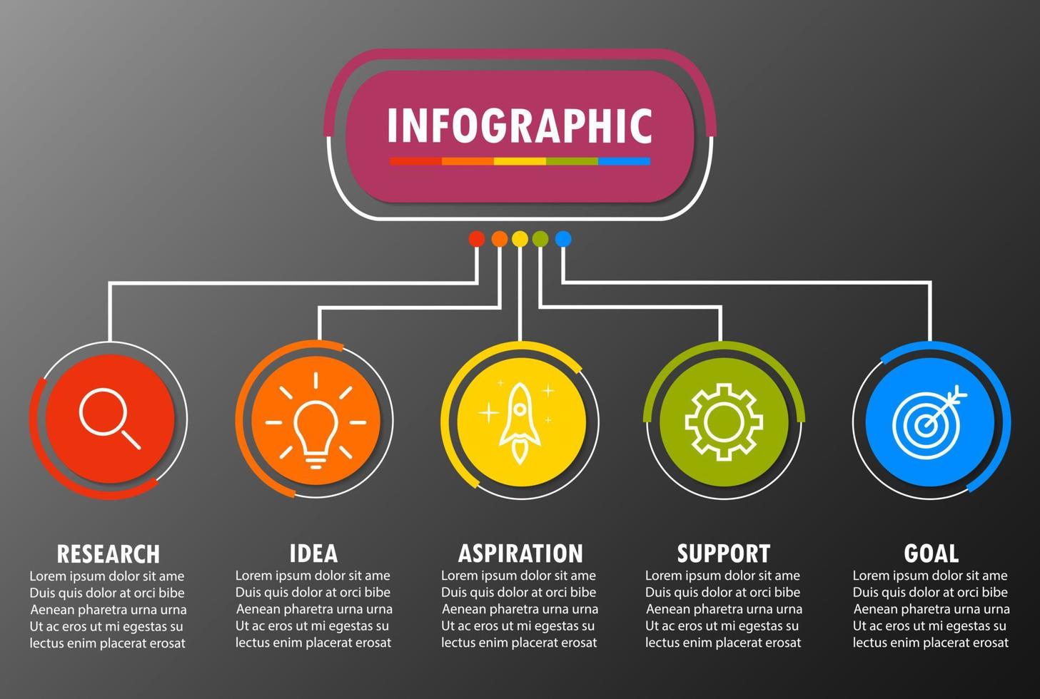 Infographic template with the image of 5 rectangles vector