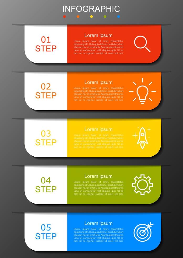 Infographic template with the image of 5 rectangles vector