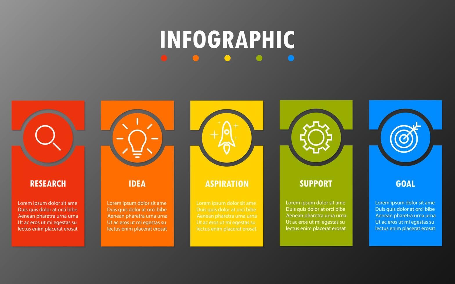 Infographic template with the image of 5 rectangles vector