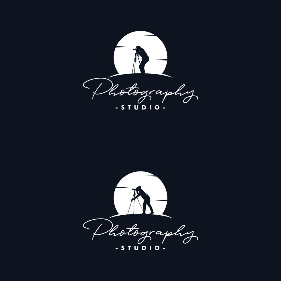 Set of Photographer retro logo design, cameraman symbol vector