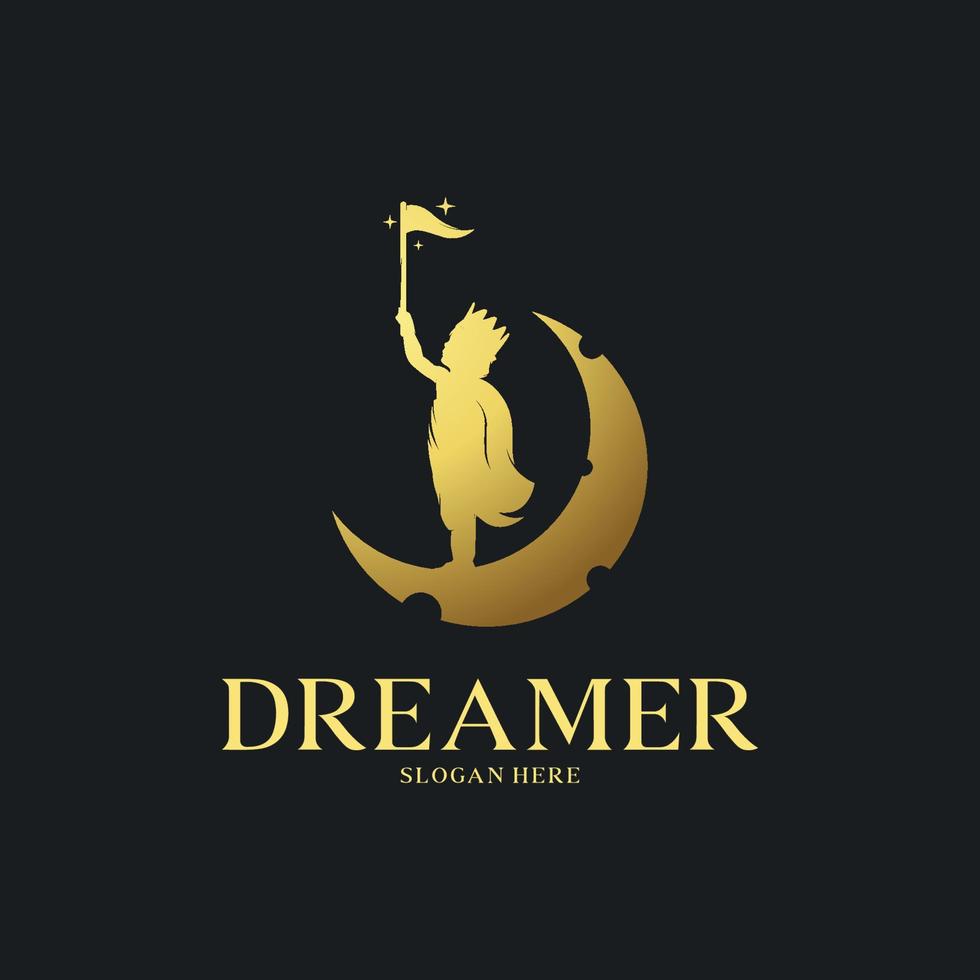 a child holding a flag symbol of achieving a dream vector
