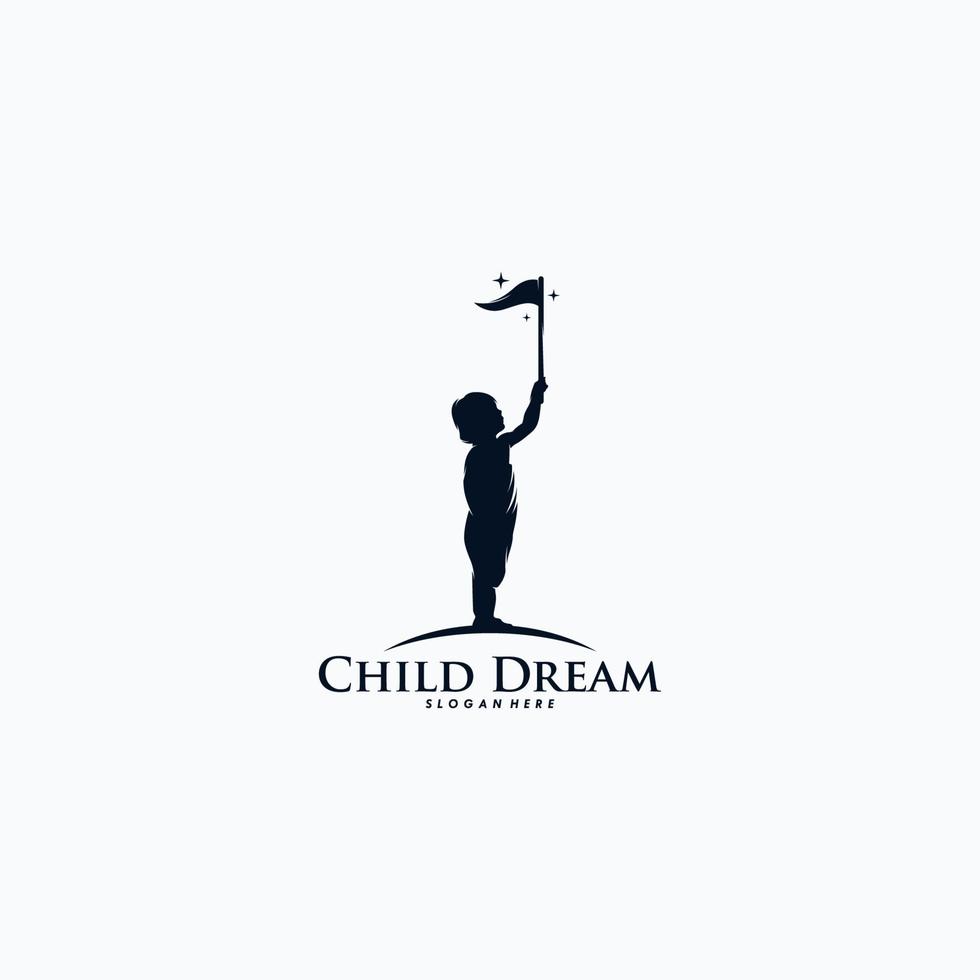 Kids holding a flag logo design vector