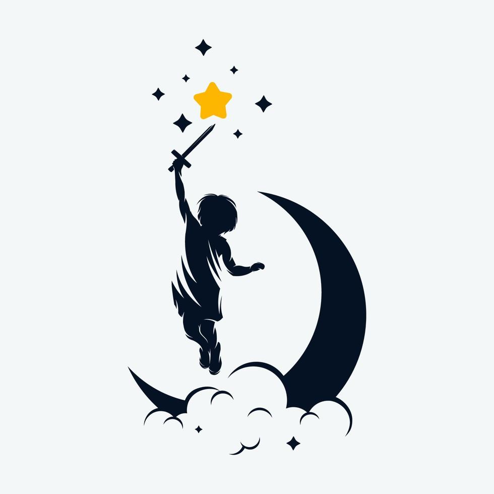 alcanzar el logo de los sueños con el símbolo de la luna vector