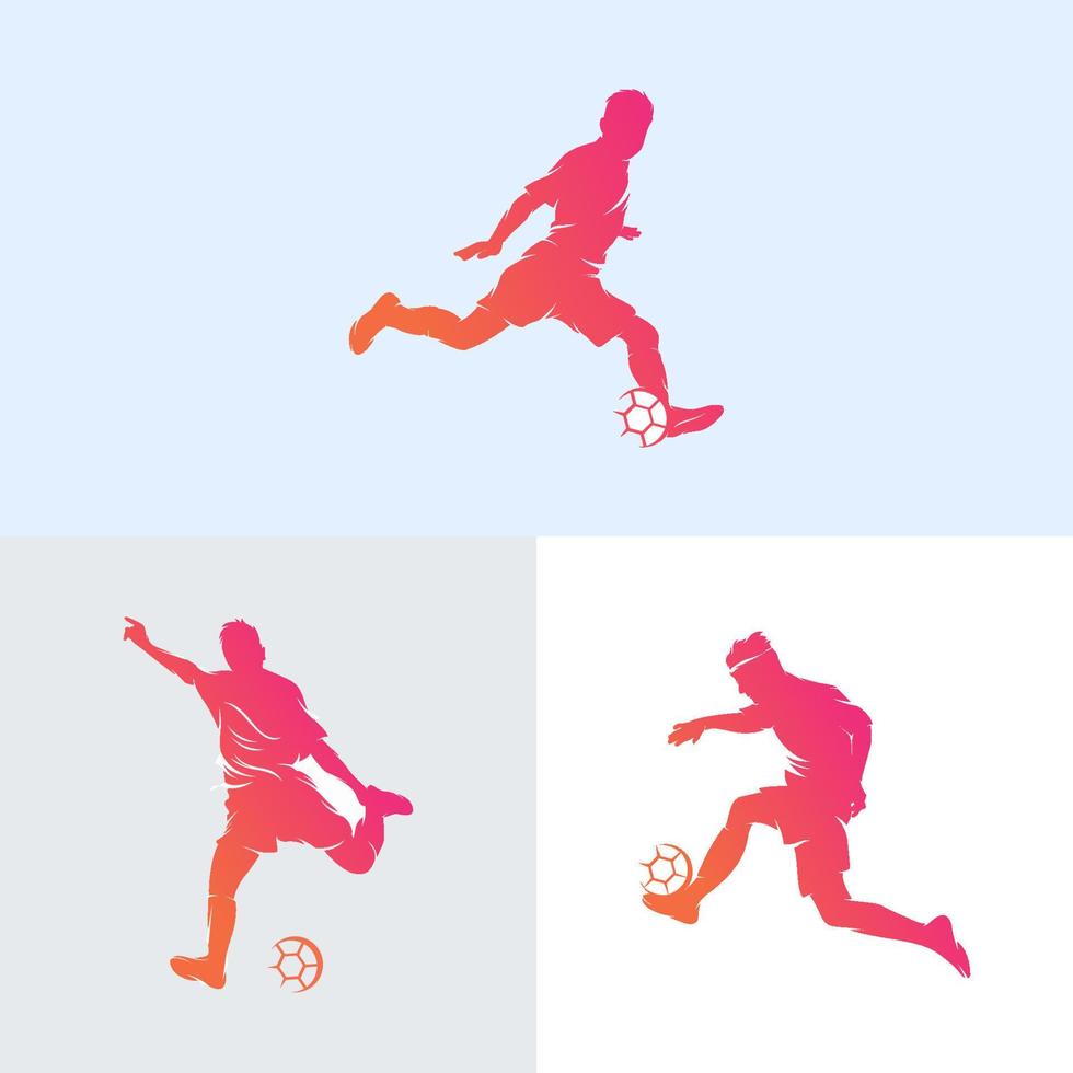 Set of football players logo design vector