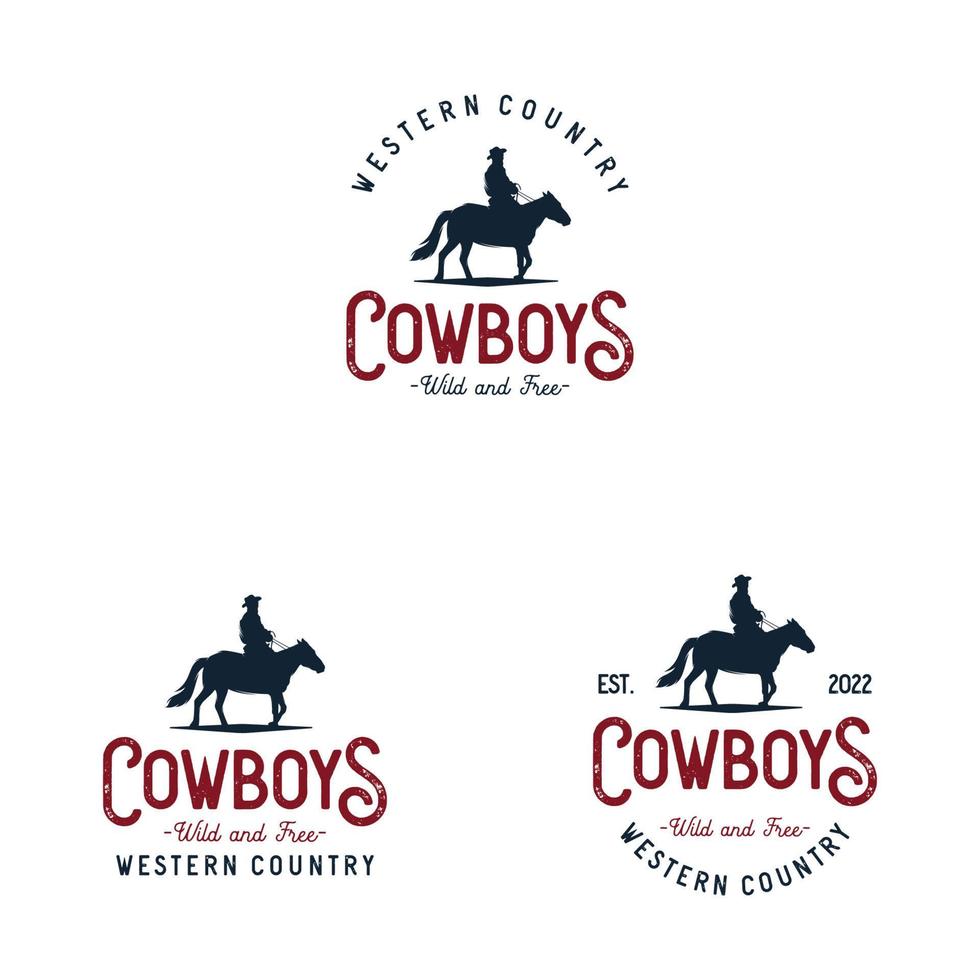 Cowboy wild west rodeo vintage logo vector