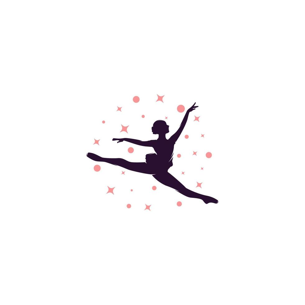 Ballerina in the stars logo design template vector