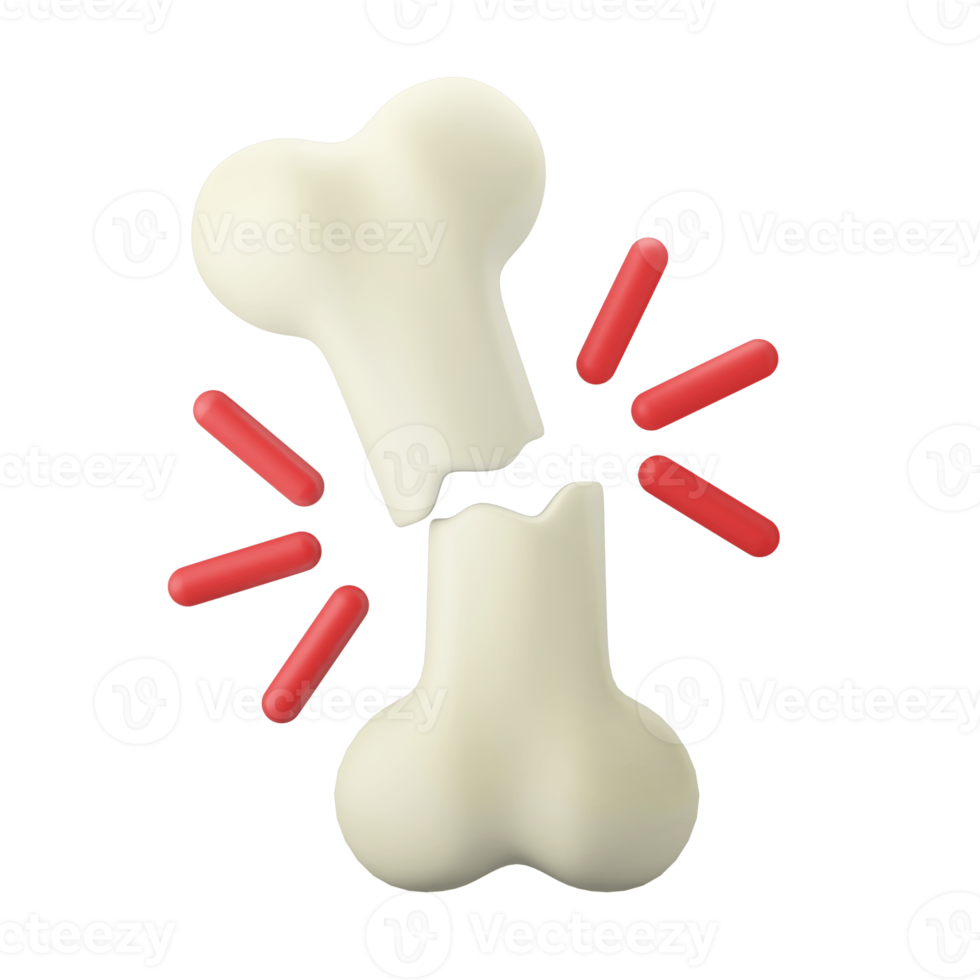 ilustración de icono 3d de hueso roto doloroso fracturado png