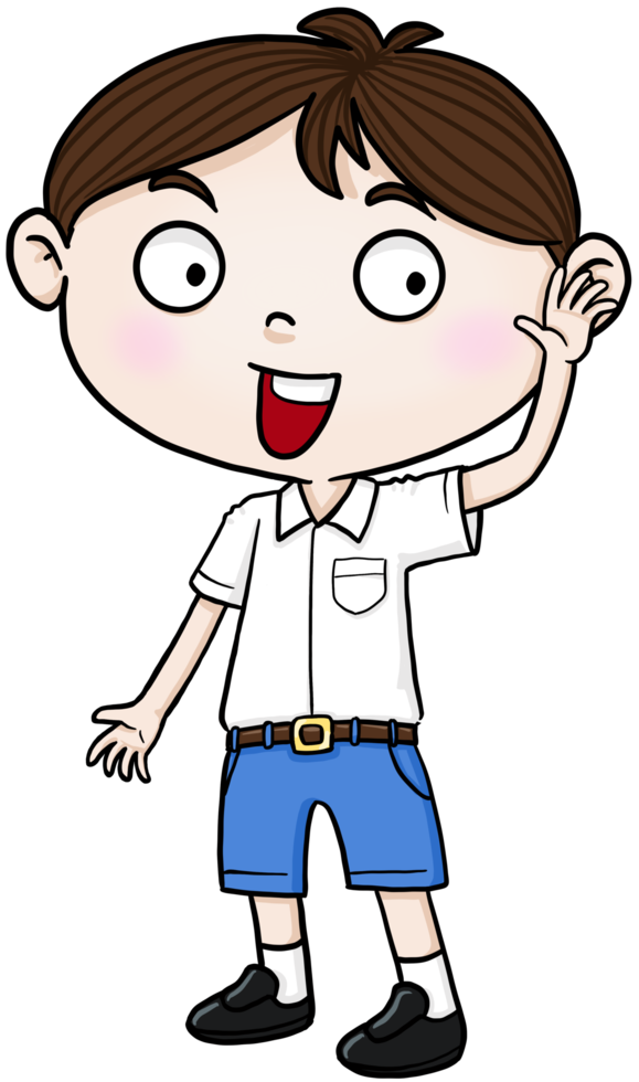 cartoon student boy say hi colorful png