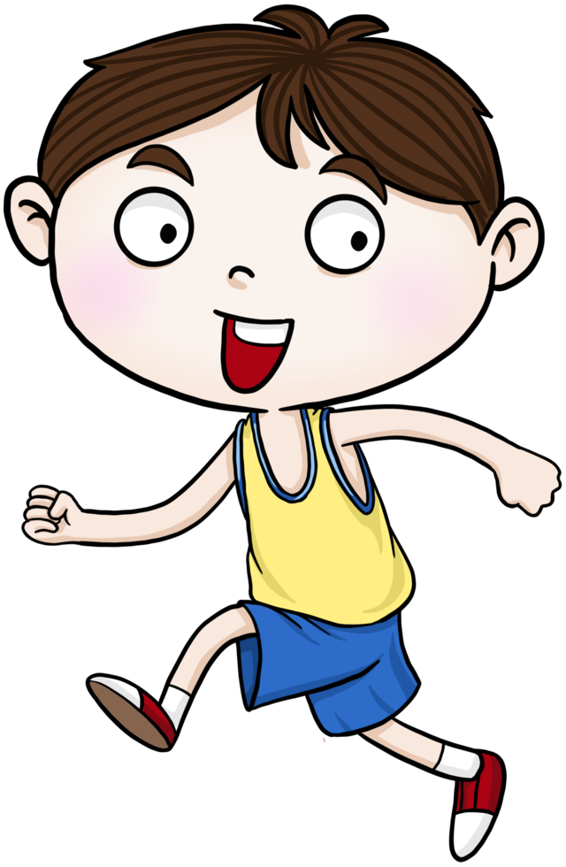 cartoon student boy run colorful png