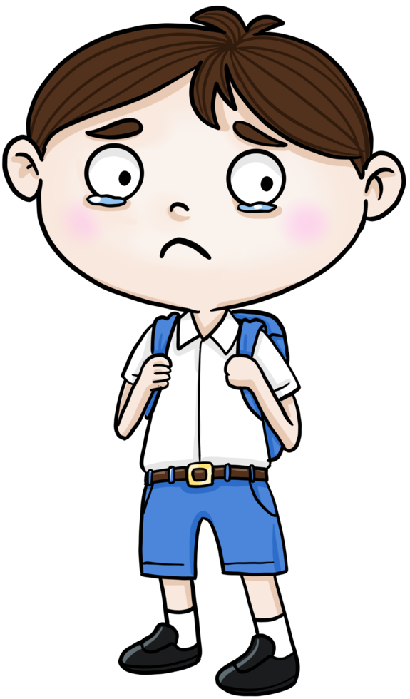 cartoon student boy sad colorful png