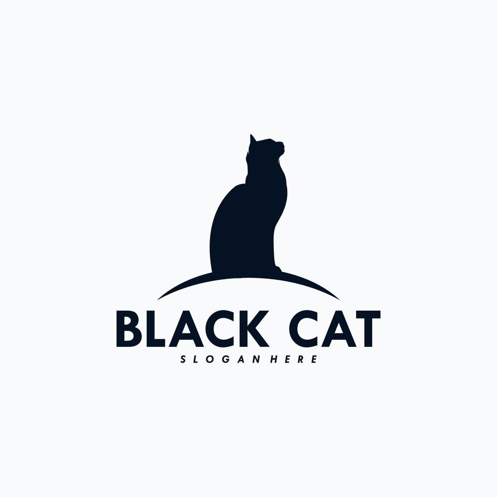 Black cat logo design vector