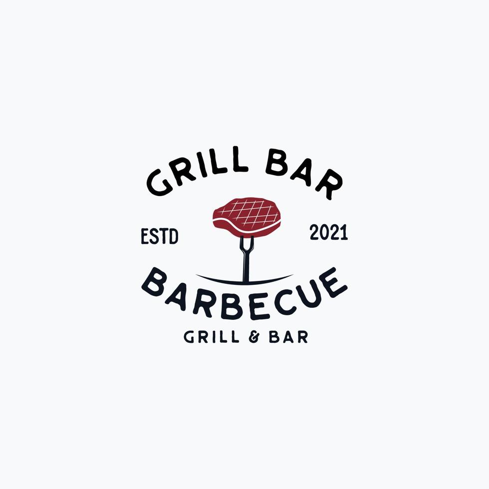 Steak House, barbecue restaurant logo design concept vector