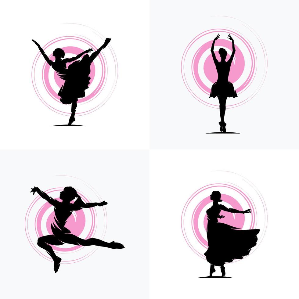 Fitness Gymnastic Logo Silhouette Vector