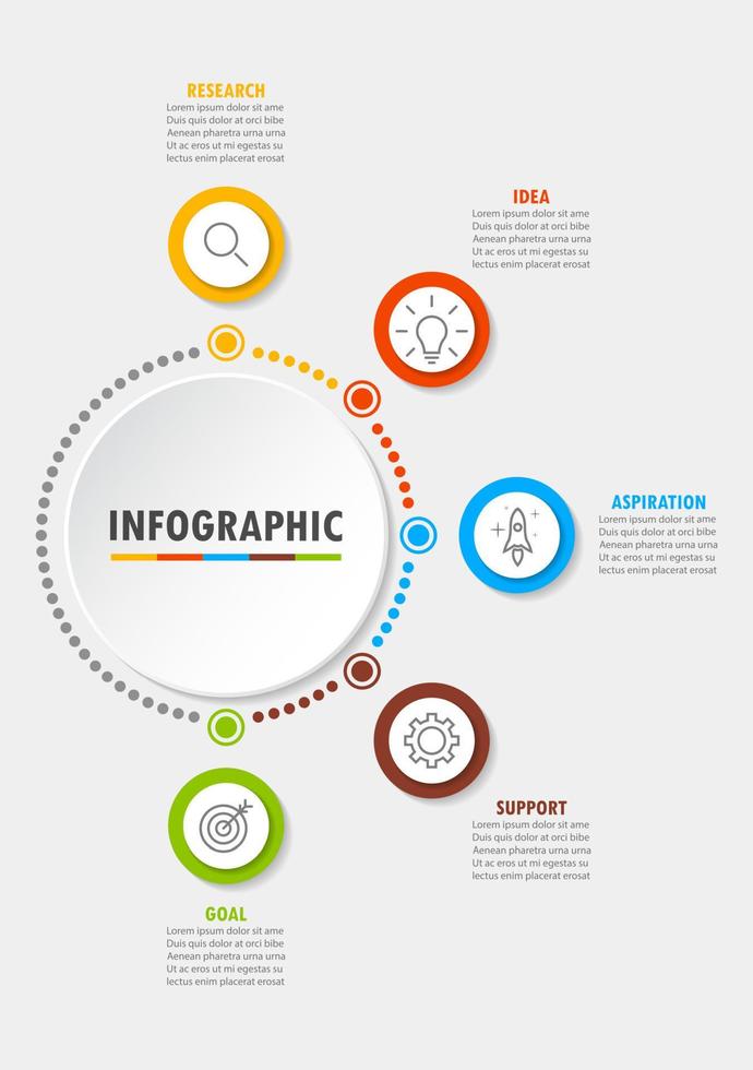 Infographic template with the image of 5 rectangles vector