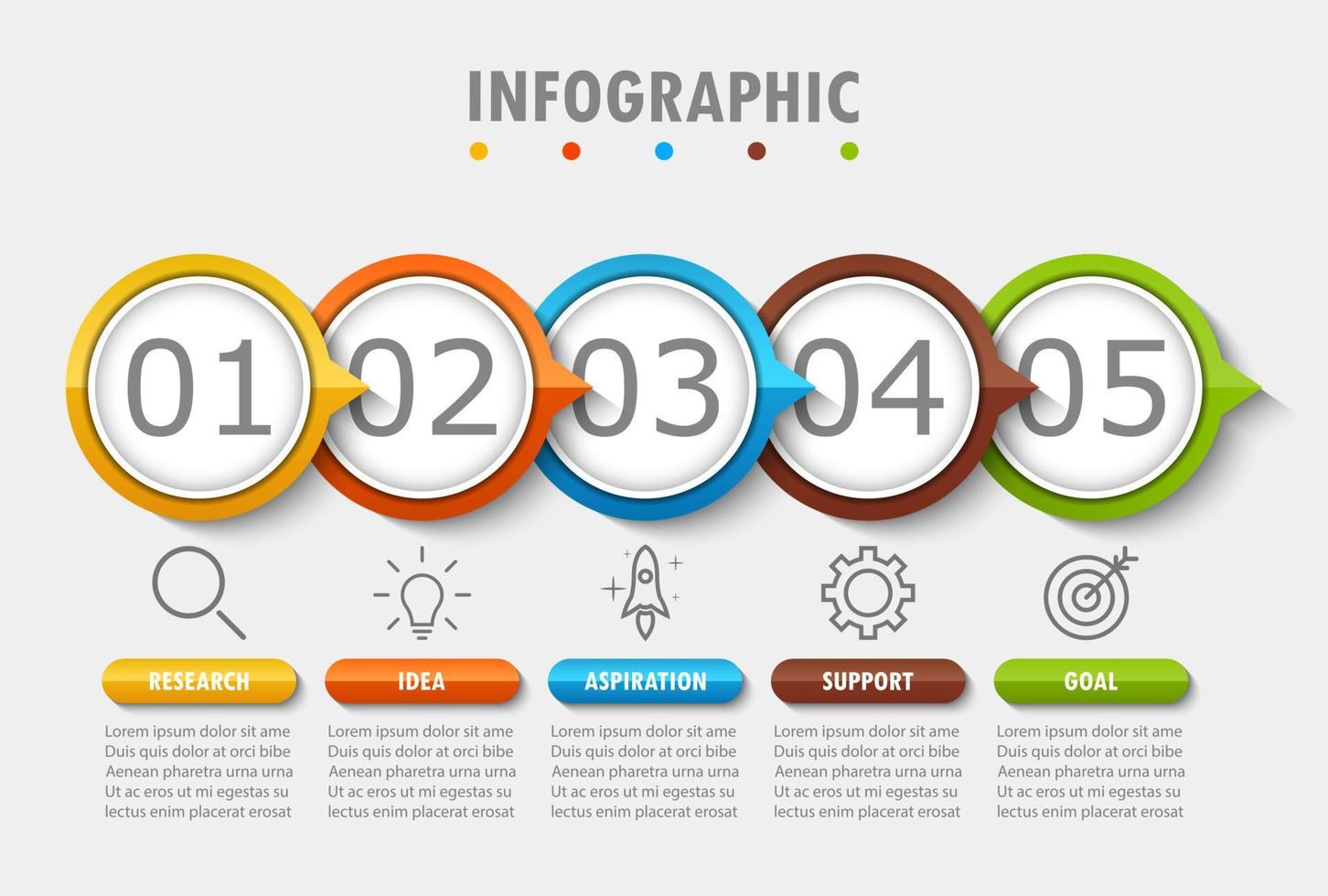 Infographic template with the image of 5 rectangles vector