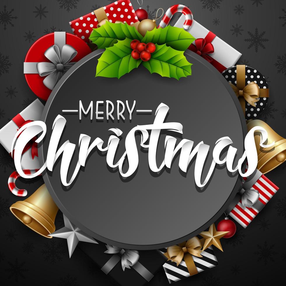 Christmas red background with christmas elements vector