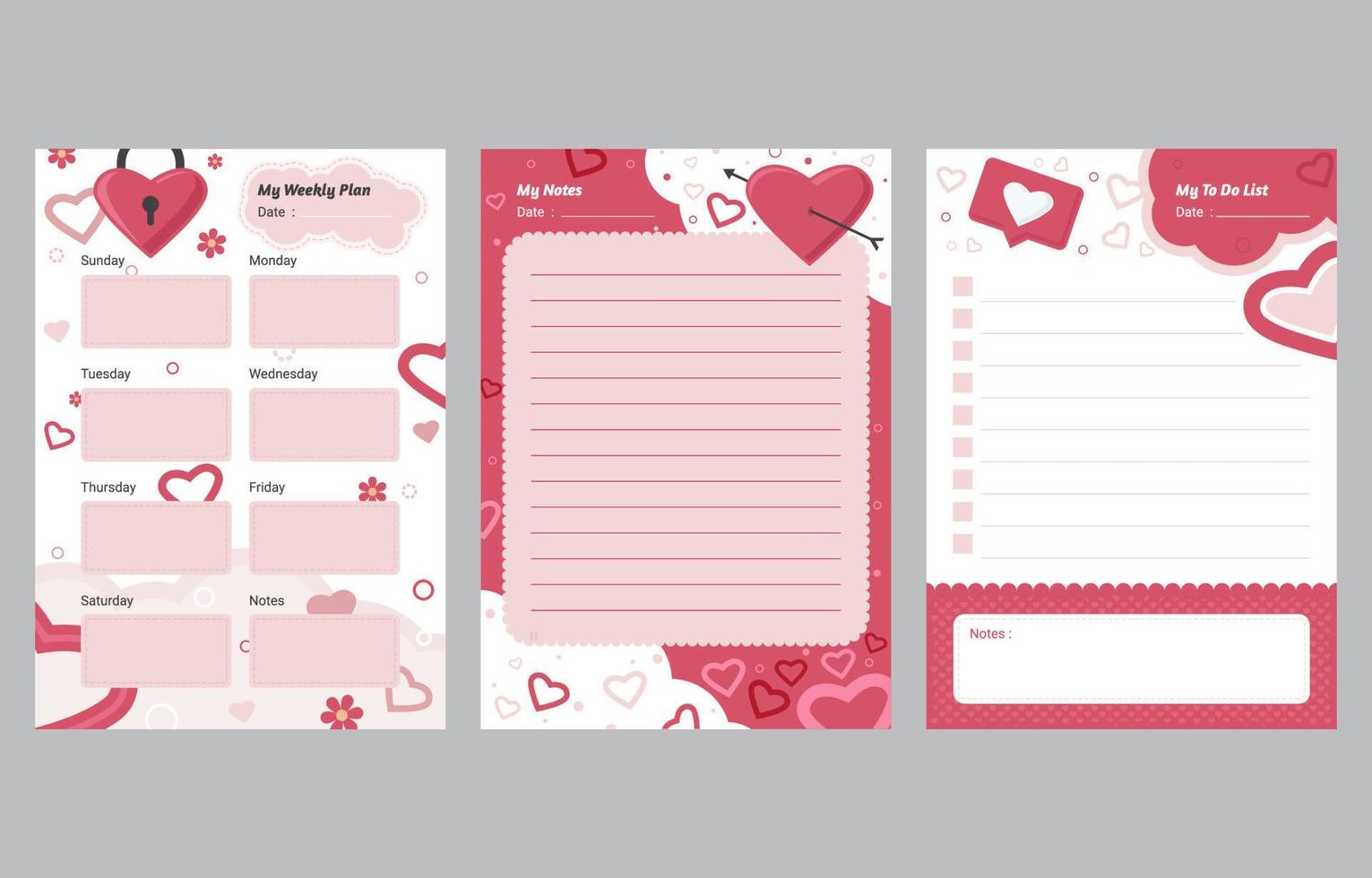 Heart Shape Journal Template vector