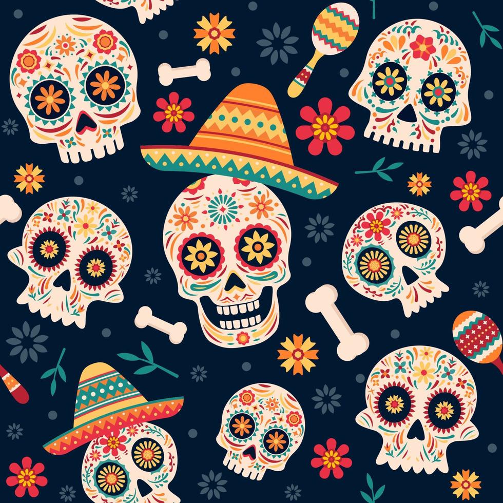 Calavera Sugar Skull Seamless vector