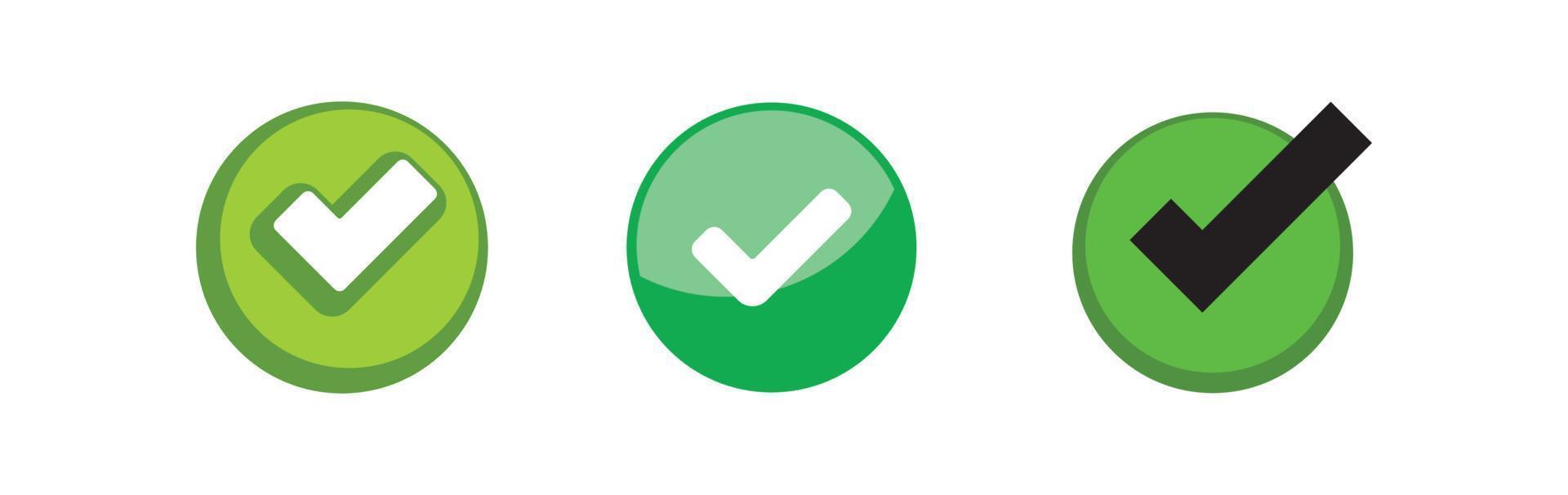 marca de verificación. conjunto de iconos de aprobación de marca verde. vector