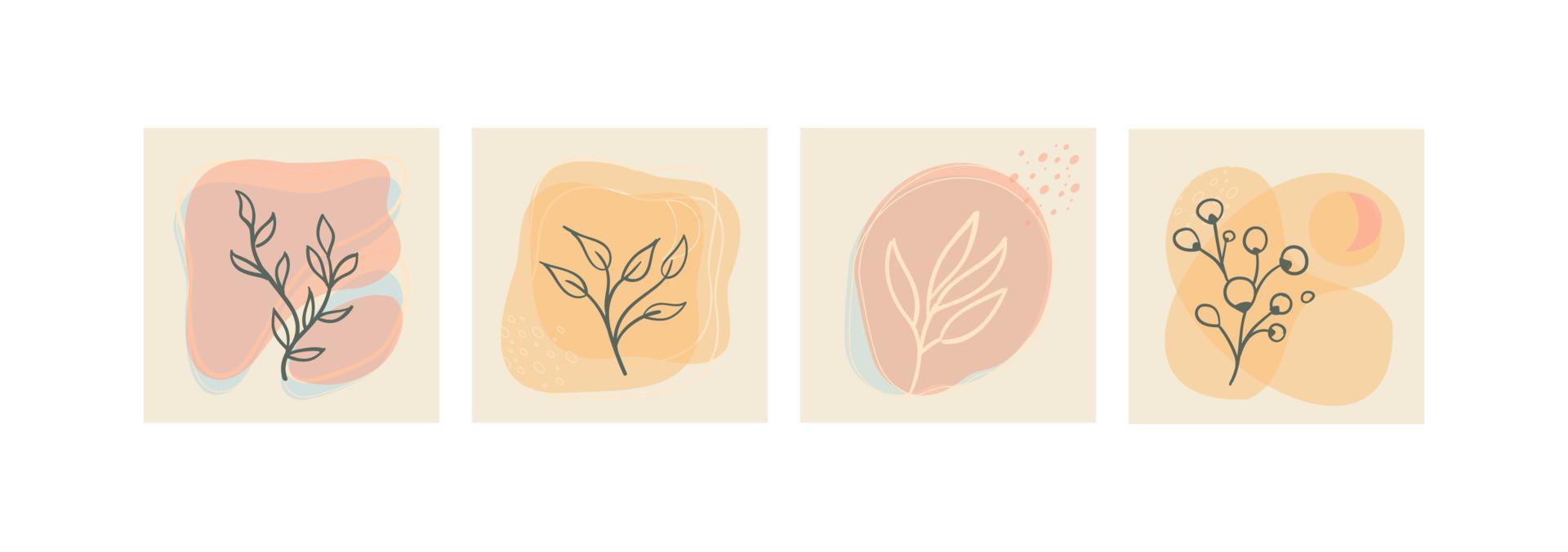 fondo de planta de naturaleza estética con formas orgánicas abstractas en paleta de colores pastel. vector