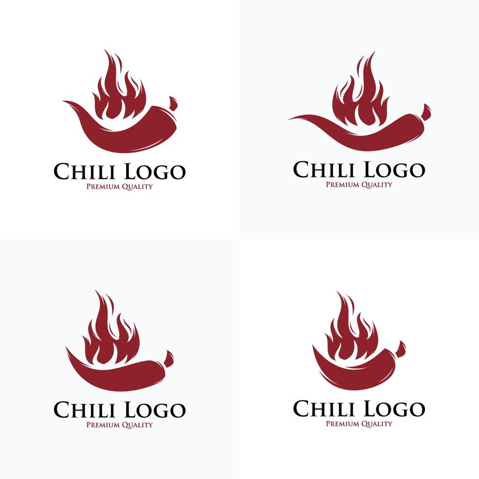 Collection of hot spicy chili logo design vector