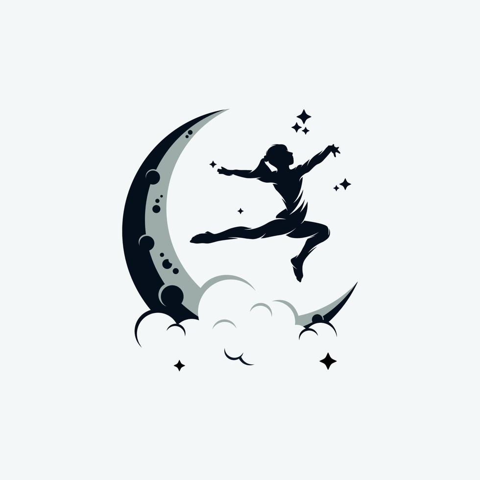 Gymnastic moon logo design template vector