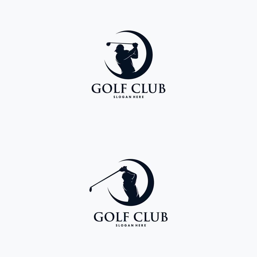 conjunto de plantilla de diseño de logotipo de jugador de golf vector