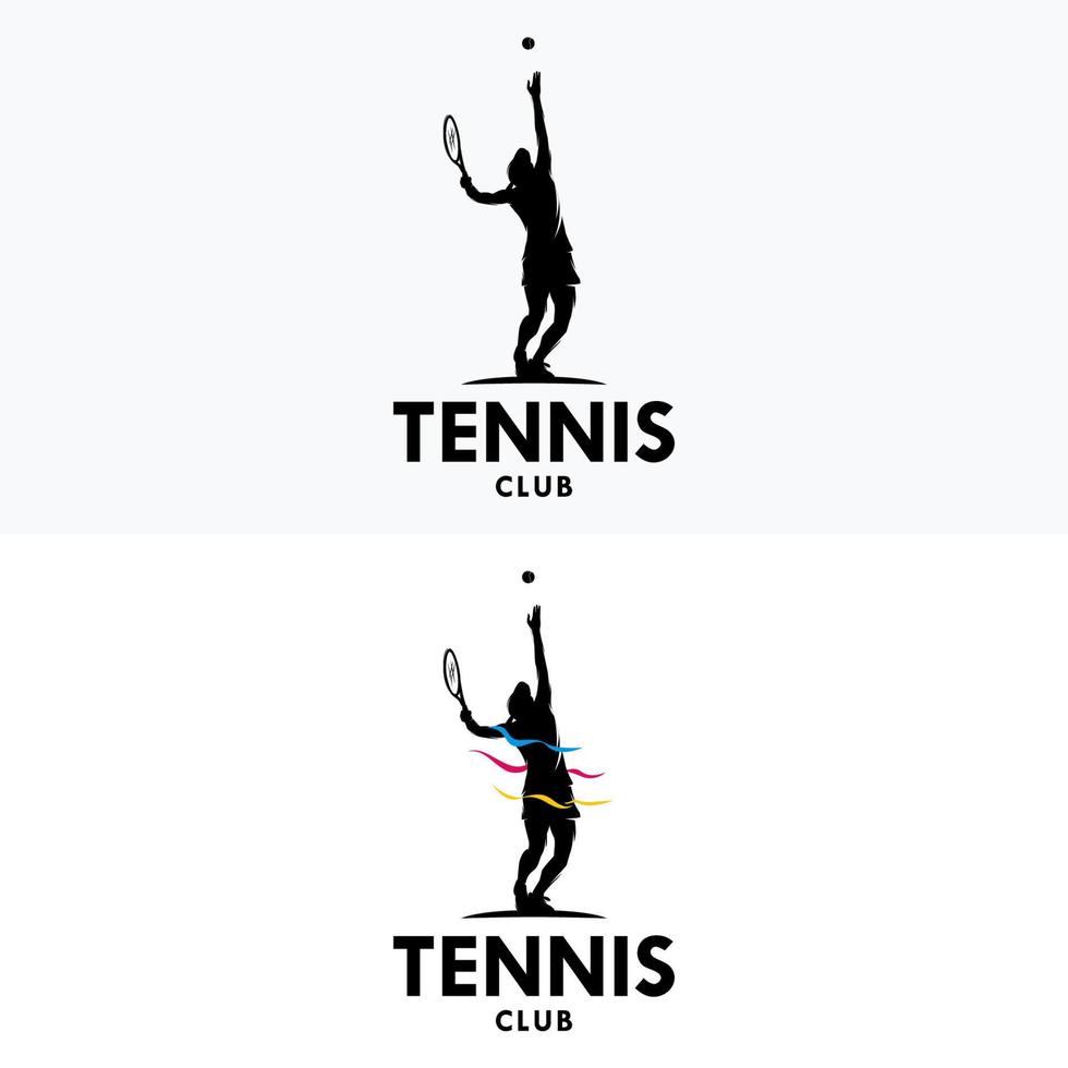 Set of Tennis player woman logo design vector illustration