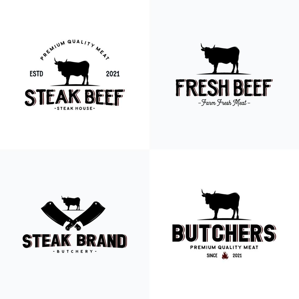 diseño de logotipo de carne de res angus de ganado vector