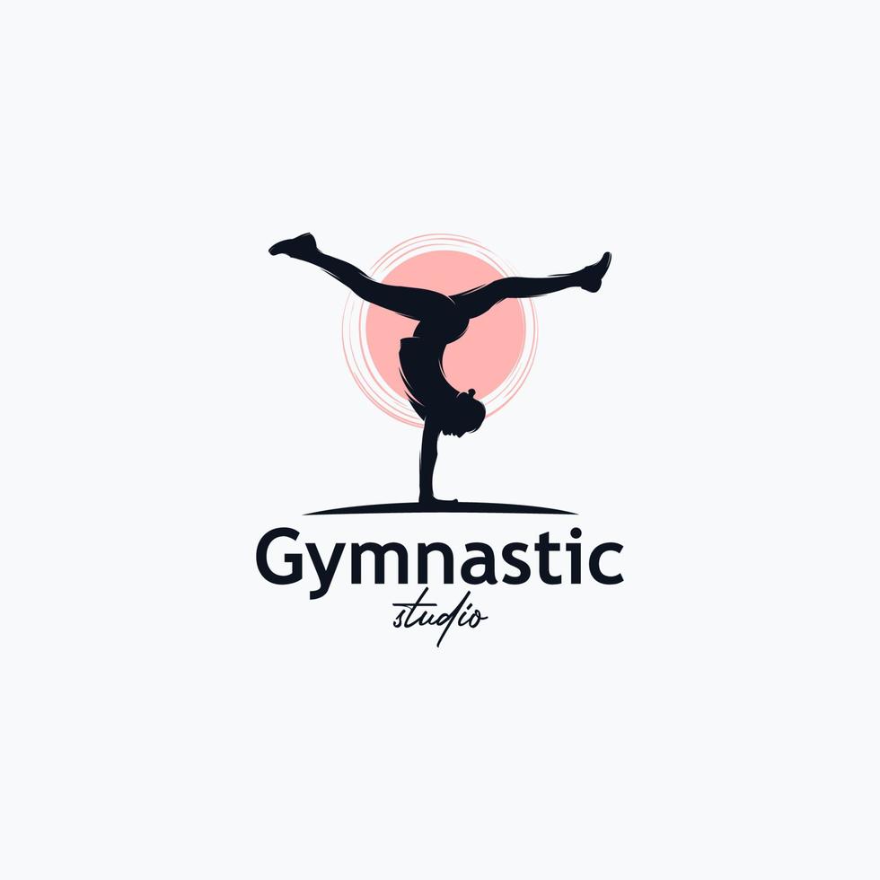 Fitness Gymnastic Logo Silhouette Sportswoman Vector