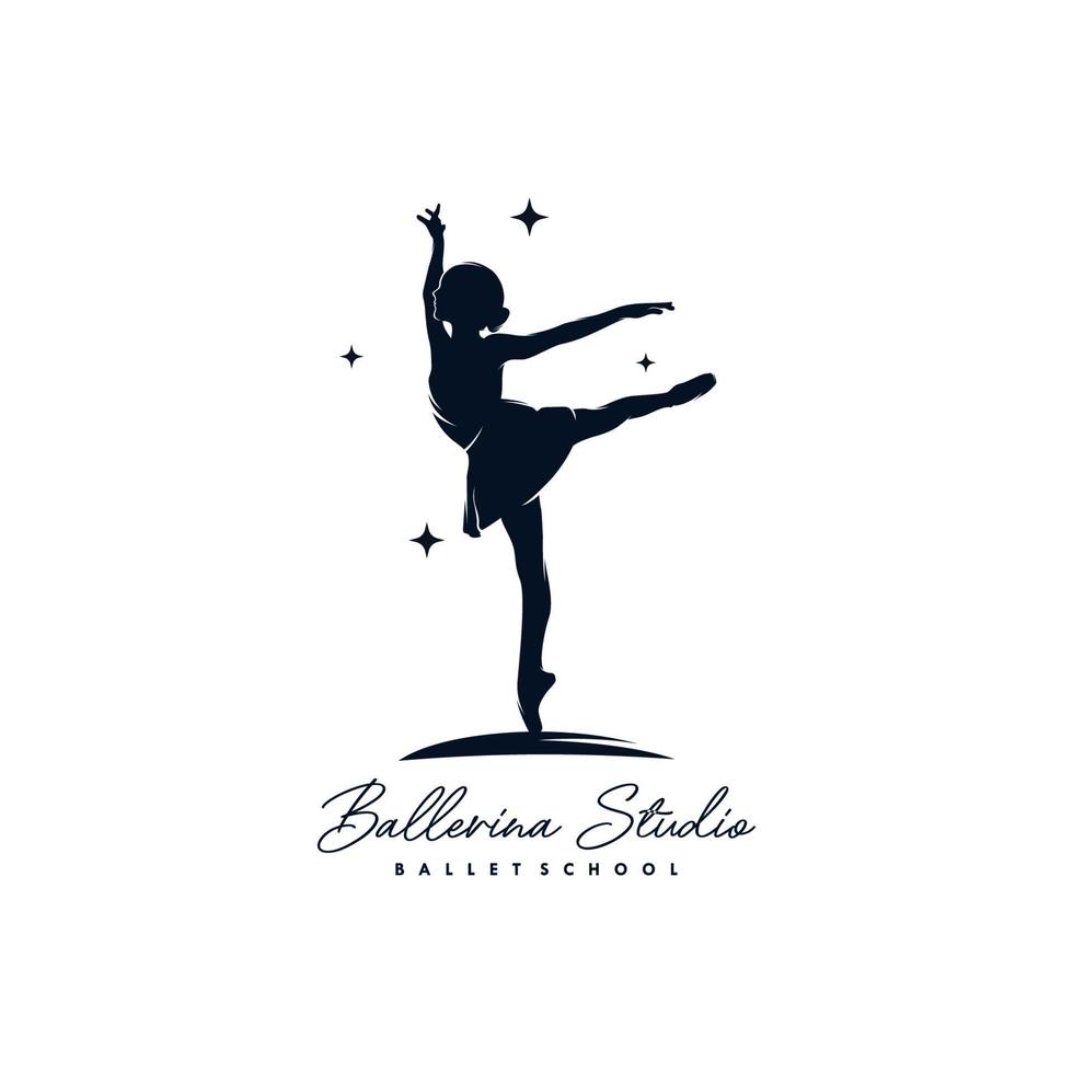 Ballerina in the stars logo design template vector