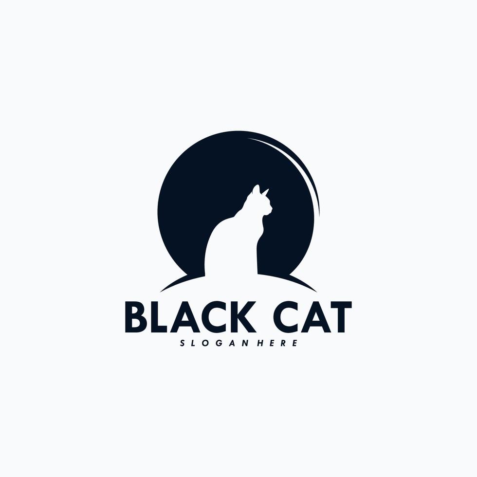 Black cat logo design vector