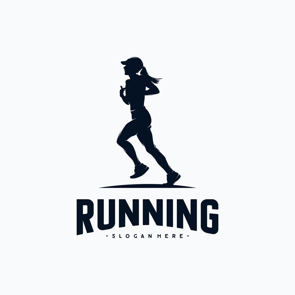 vector de diseño de logotipo de silueta corriendo