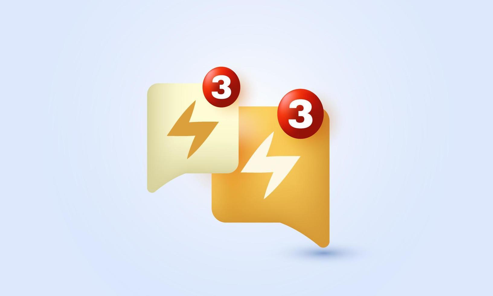 unique realistic two bubble message notification icon 3d design isolated on vector