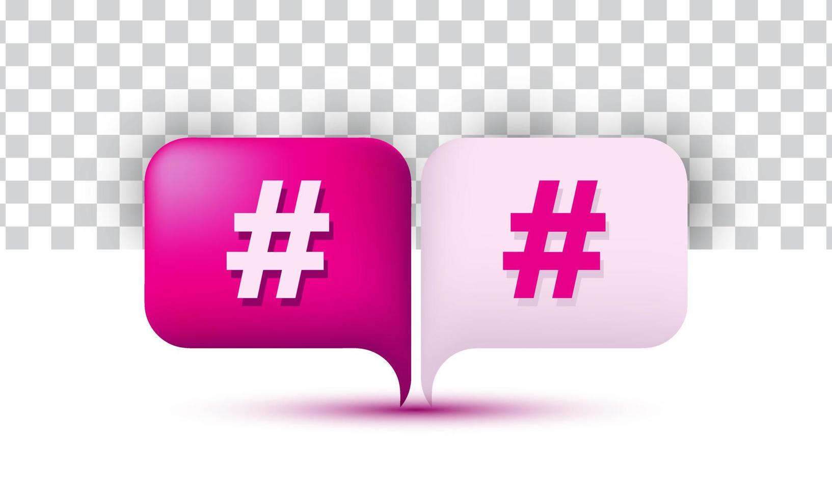 símbolo de enlace de búsqueda de hashtag rosa realista único diseño 3d aislado en vector