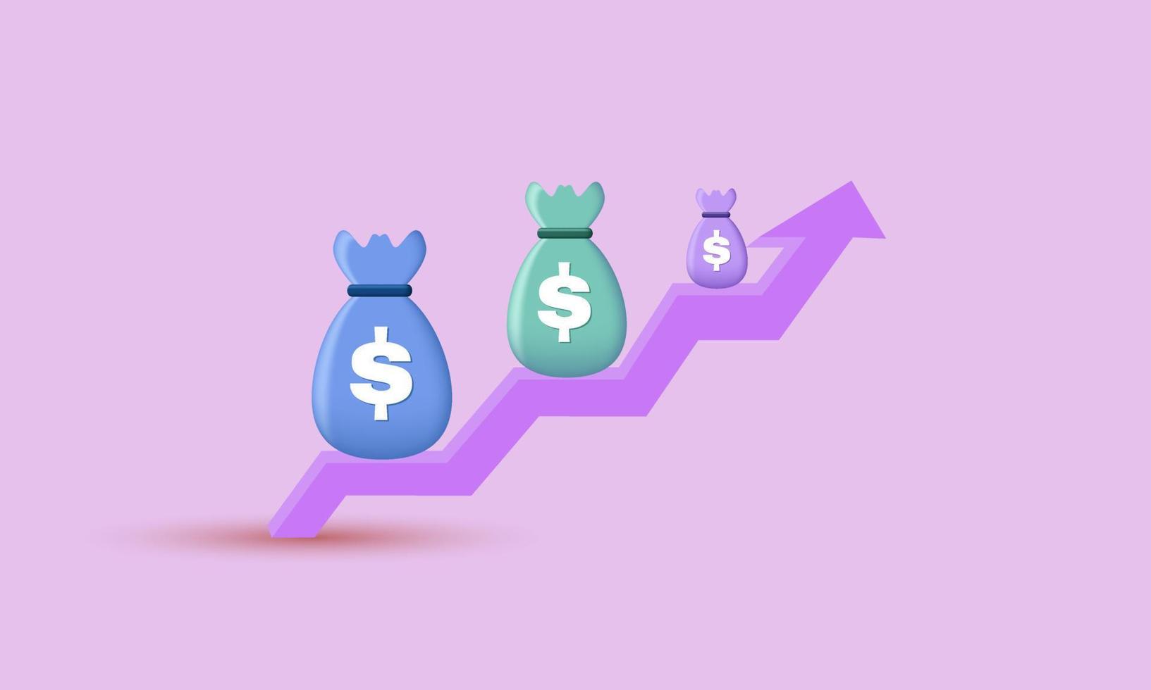 unique realistic purple arrow money 3d design isolated on vector