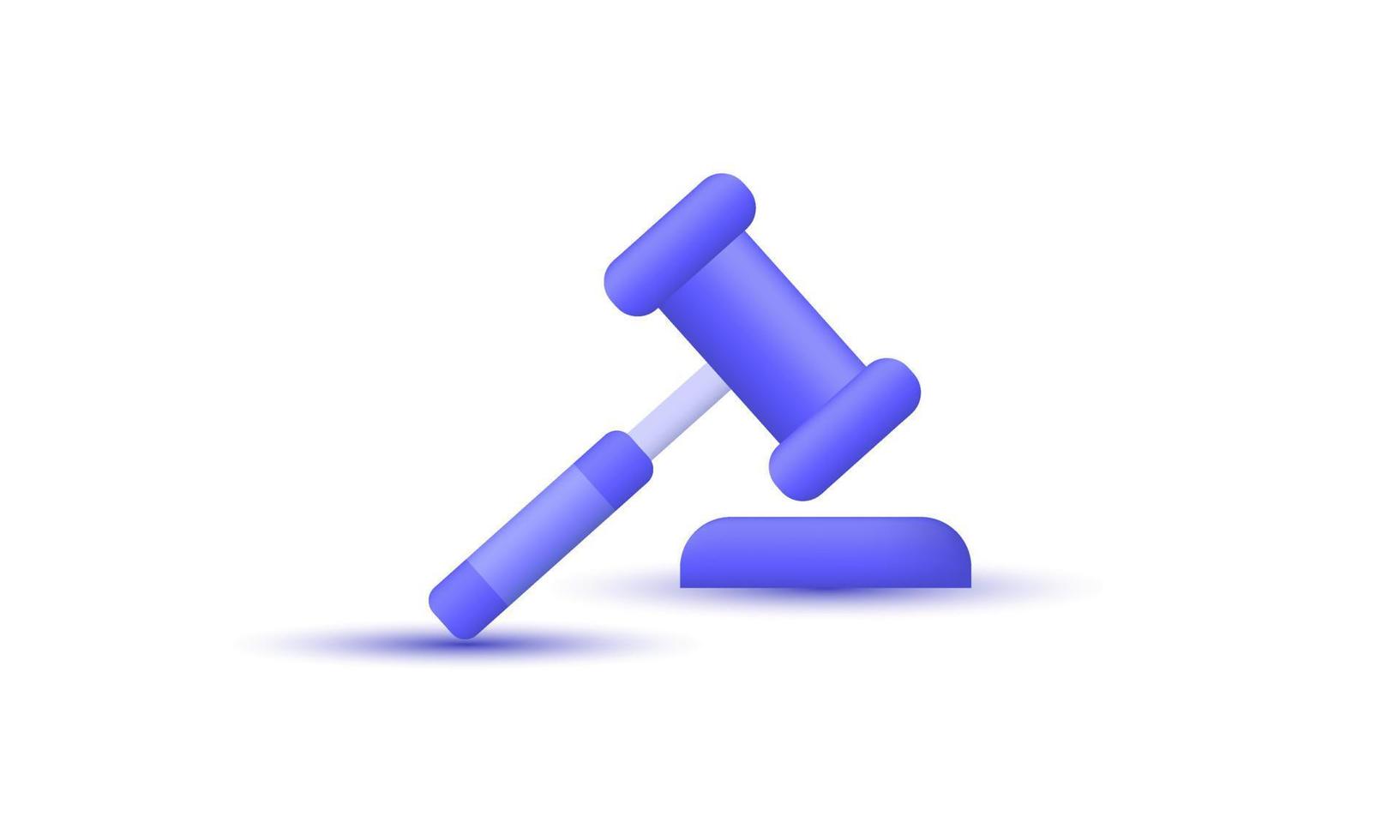 unique realistic law hammer wooden judge gavel icon 3d design isolated on vector