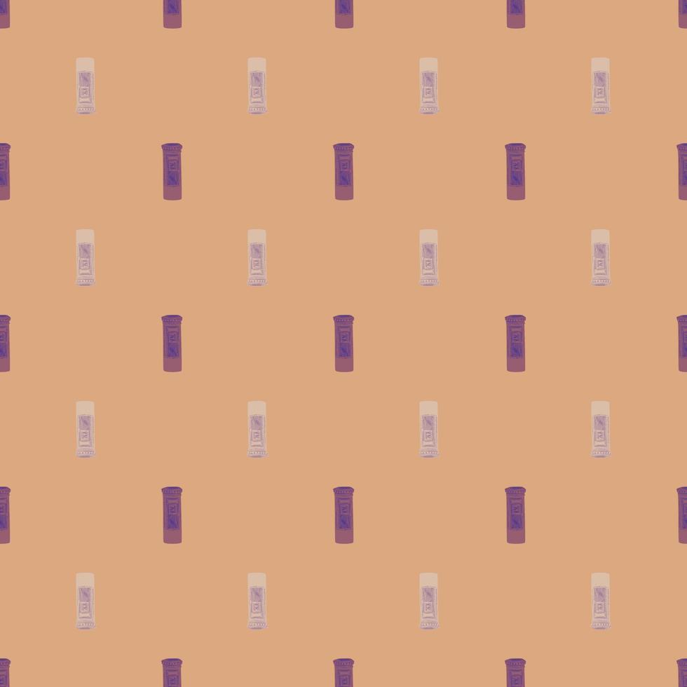 Mailbox engraved seamless pattern. Vintage letterbox in hand drawn style. vector