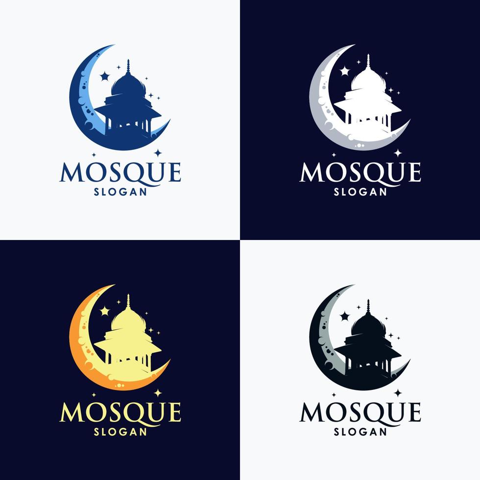 diseño de conjunto de plantillas de logotipo de mezquita islámica vector