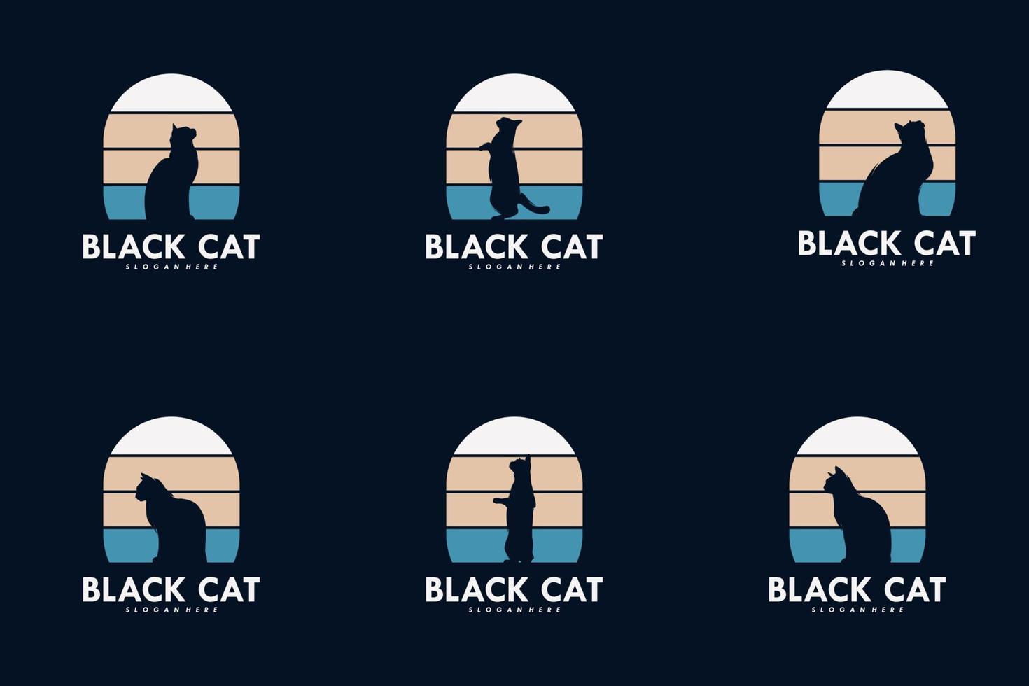 Set of cat logo design vector