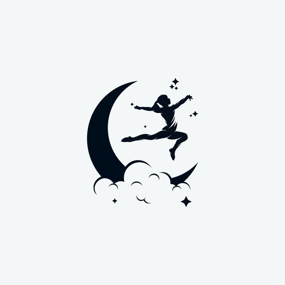 Gymnastic moon logo design template vector