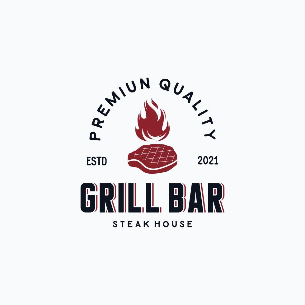 Vintage barbecue steak grilled logo vector