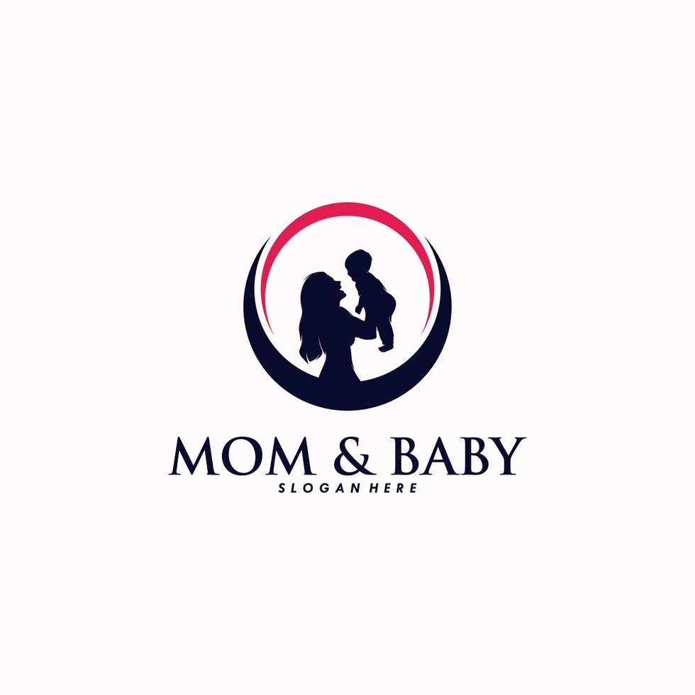 Mother holding a little baby logo design vector