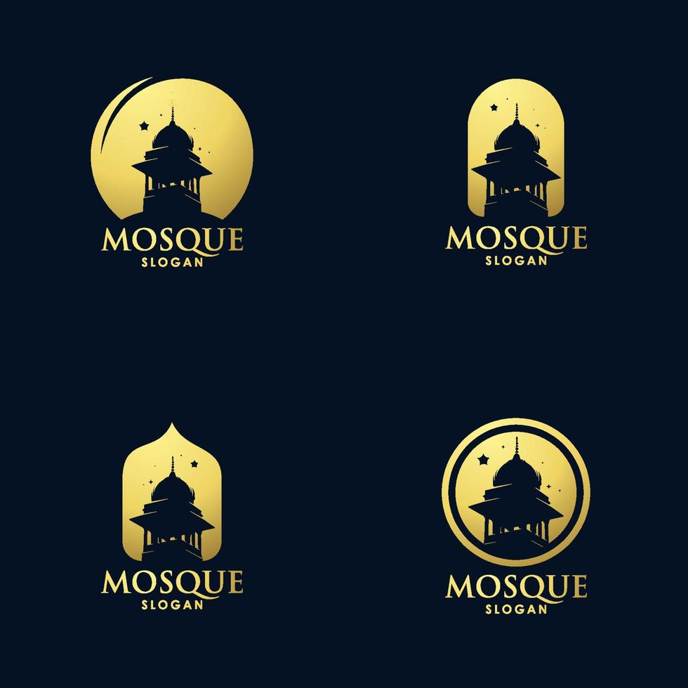 mezquita de oro arquitectura arte logo vector set diseño