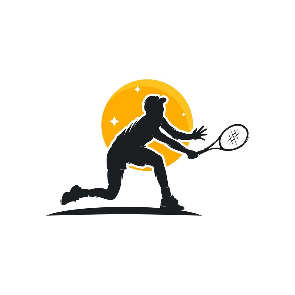 Tennis player stylized vector silhouette logo